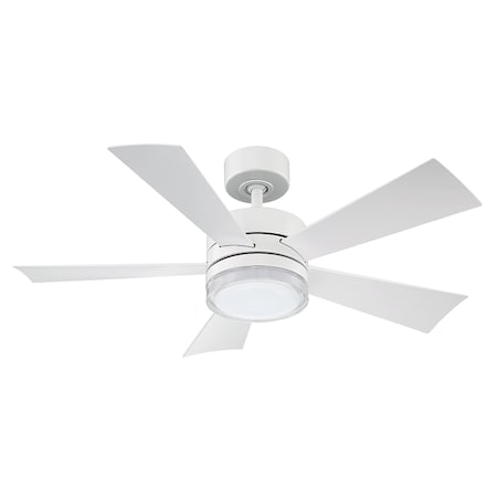 Wynd 5-Blade Smart Ceiling Fan 42in Matte White With 3000K LED Light Kit And Remote Control